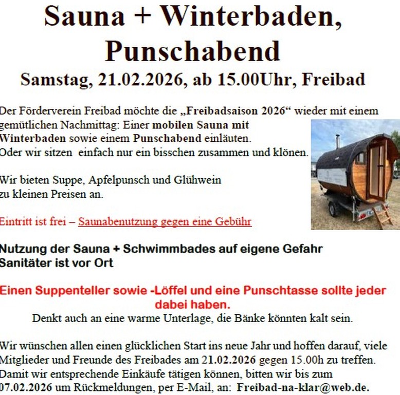 Einladung Sauna 2026